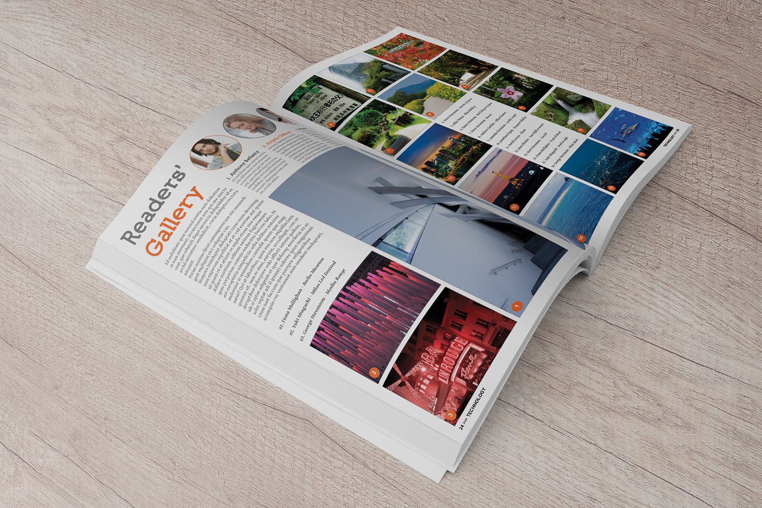 杂志内页排版设计45度角预览样机第一素材精选 Magazine Mockup 45 Degree插图(2)