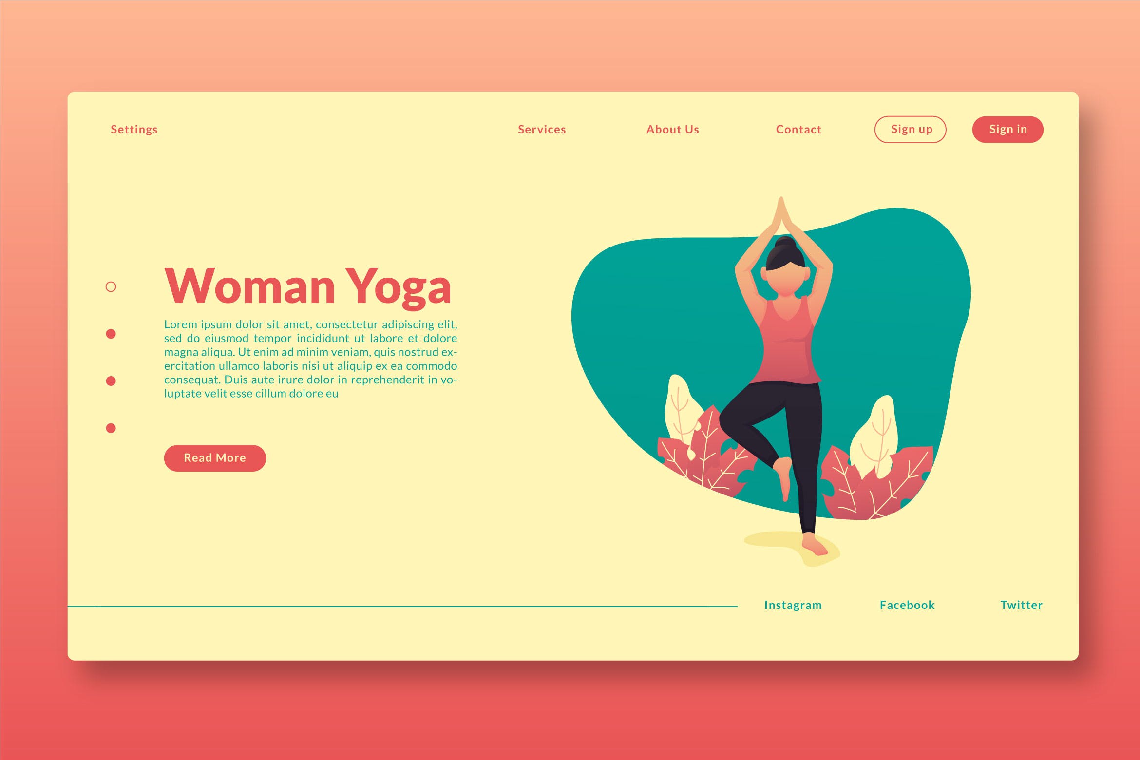 瑜伽主题网站着陆页设计模板 Woman Yoga – Landing Page GR插图