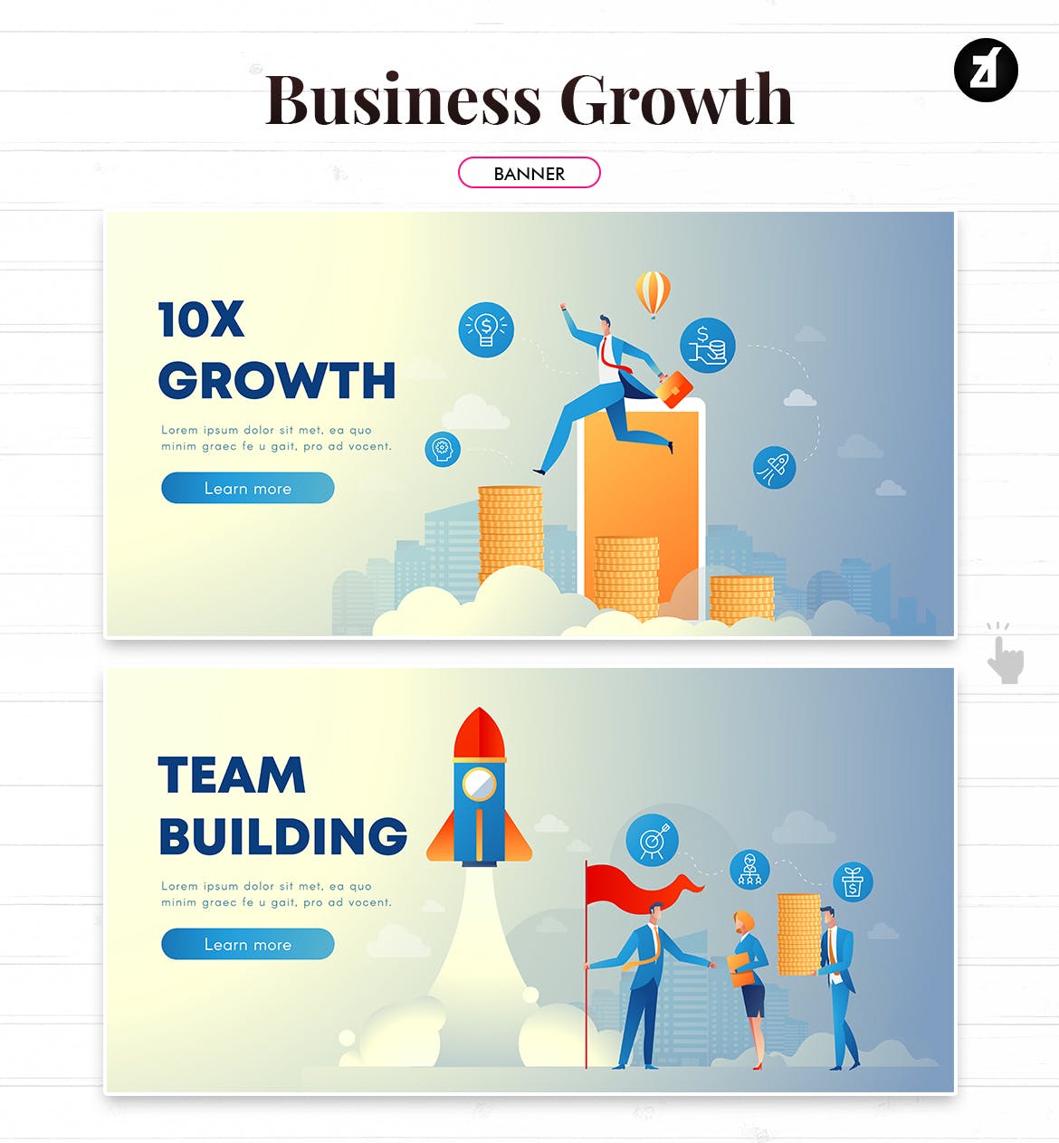 业务增长企业主题矢量插画素材 Business growth illustration with text layout插图3