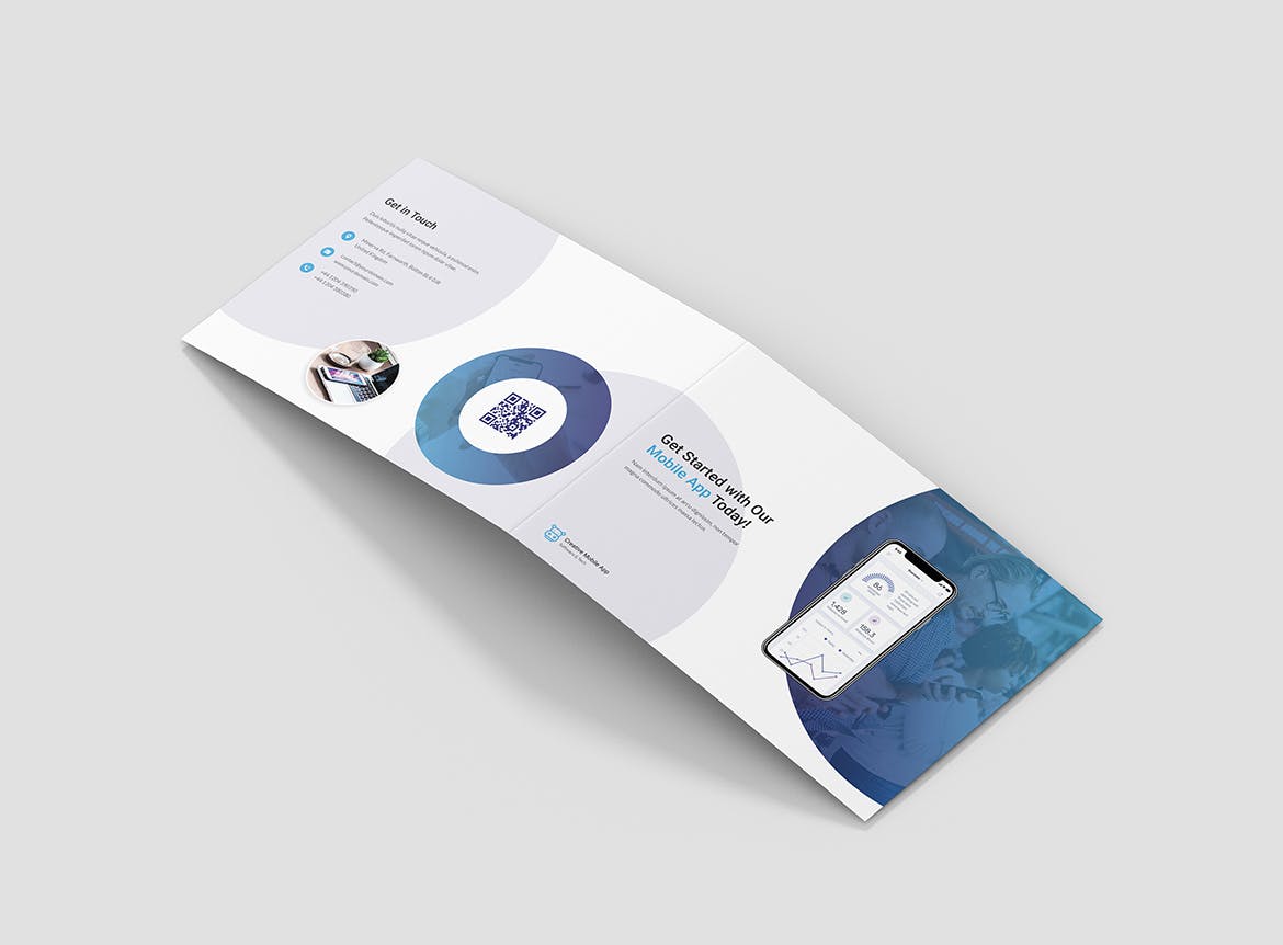 创意APP应用程序折页宣传单设计模板 Brochure – Creative App Bi-Fold A5 Landscape插图(5)