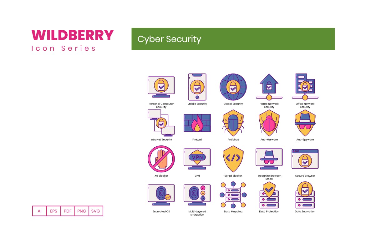 90枚网络和在线安全主题矢量第一素材精选图标 Cyber & Online Security Icons插图
