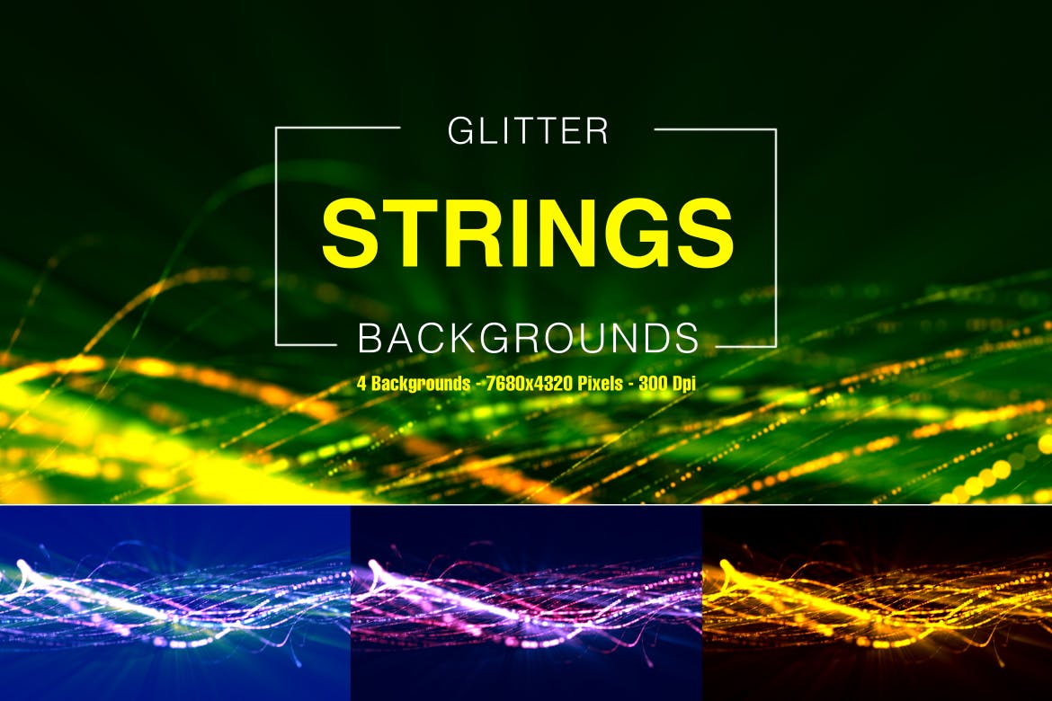 8K分辨率闪烁点状琴弦抽象背景图素材 Glitter Strings插图1