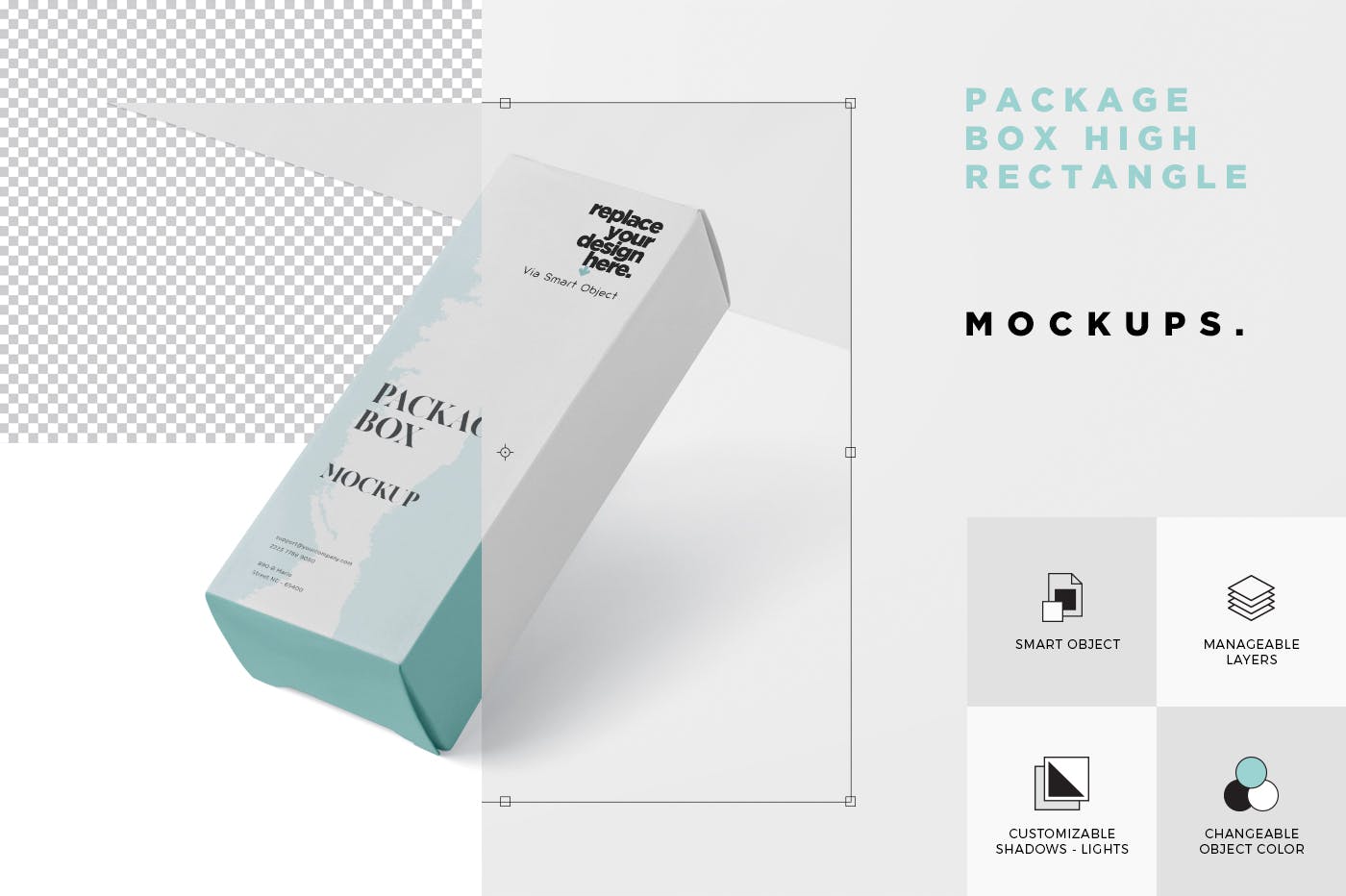简约风多用途产品包装纸盒设计效果图第一素材精选 Package Box Mock-Up – High Rectangle Shape插图(5)