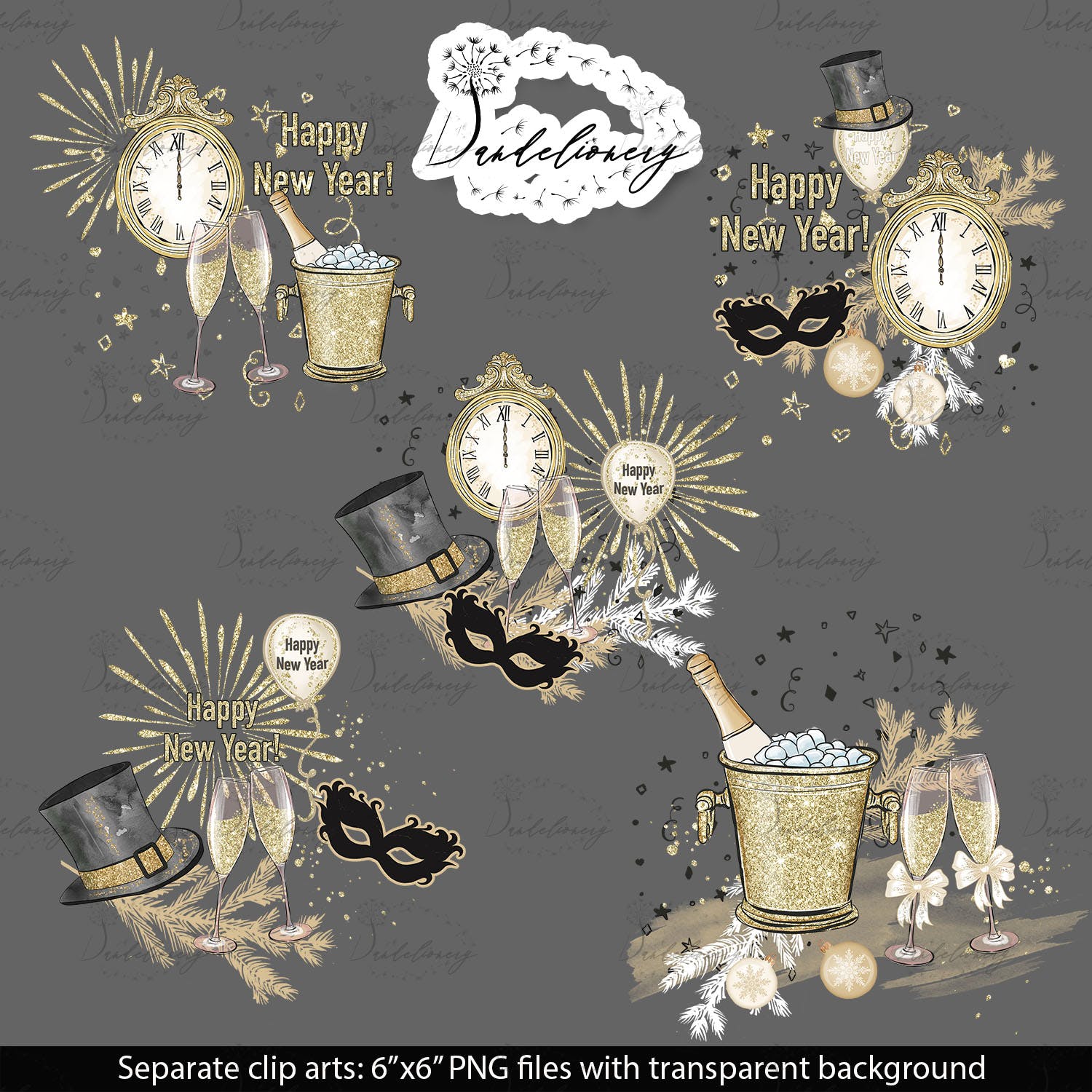 派对时光主题水彩手绘图案蚂蚁素材精选设计素材 Party Time design插图(4)