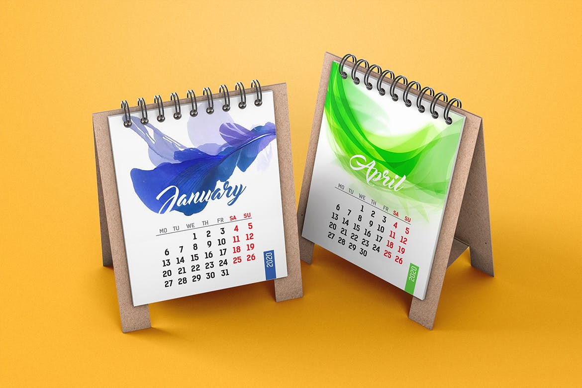 迷你桌面日历设计图样机蚂蚁素材精选 Mini Desk Calendar Mockup插图(4)