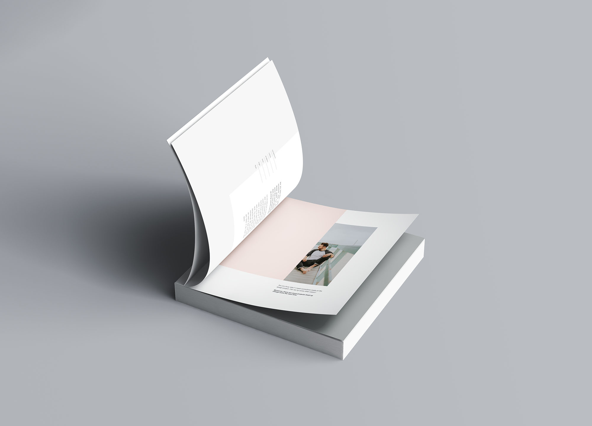 方形软封图书内页版式设计效果图样机蚂蚁素材精选 Square Softcover Book Mockup插图(5)