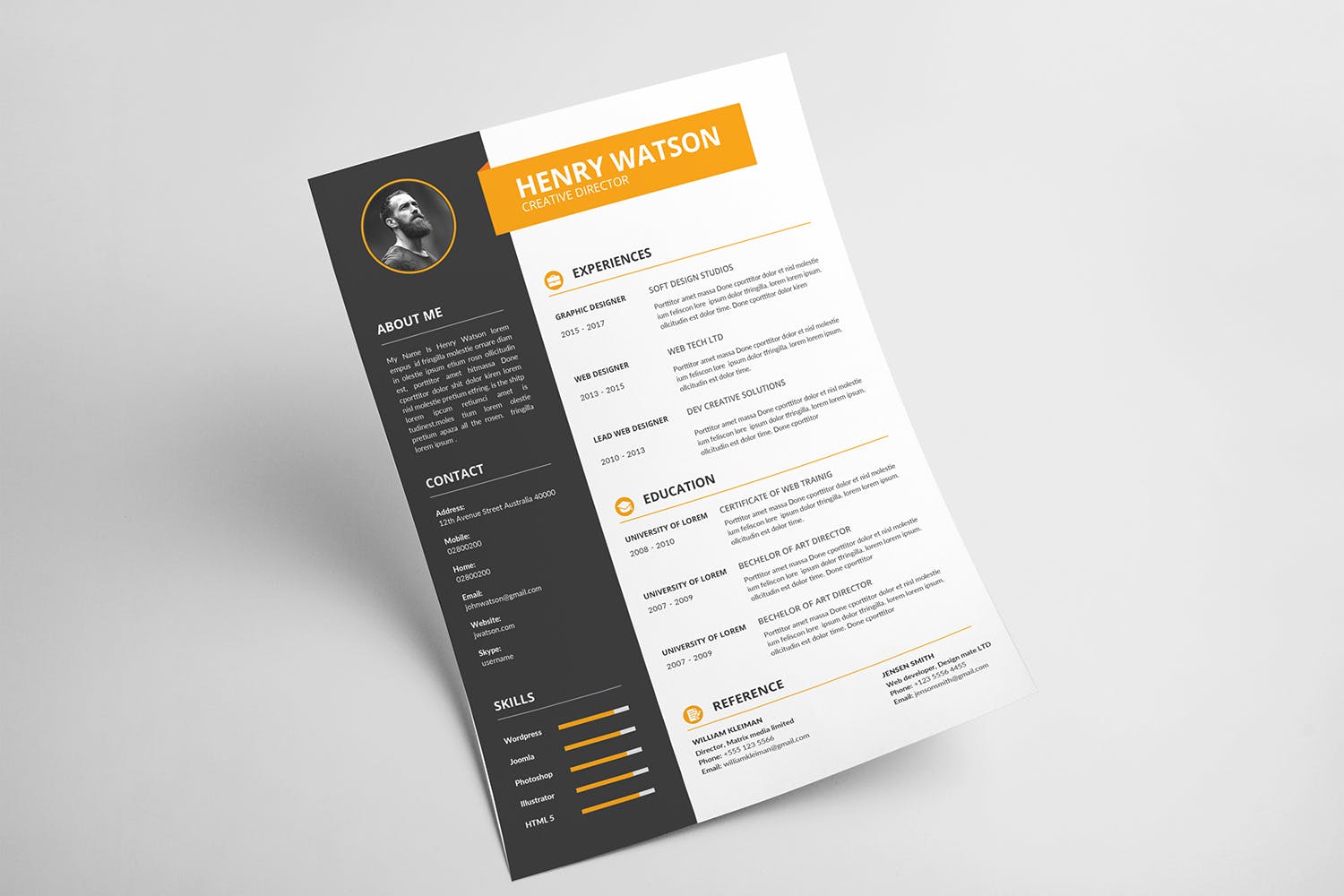 两列式排版风格个人简历&介绍信设计模板 CV Resume插图(2)