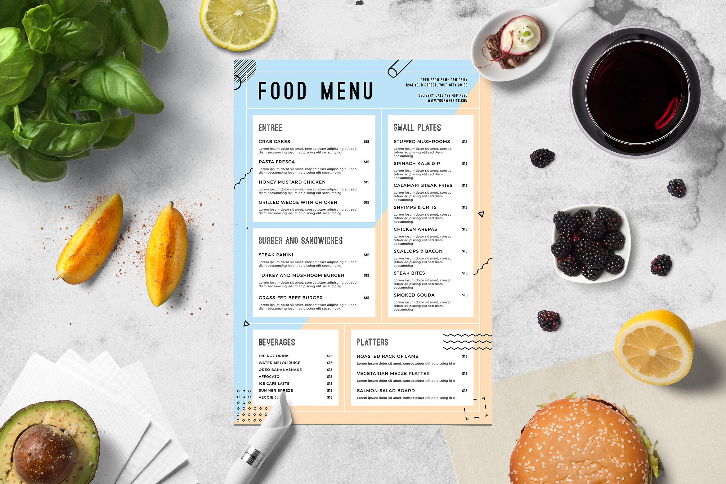 夏日特色餐厅餐馆第一素材精选菜单模板 Summer Food Menu插图