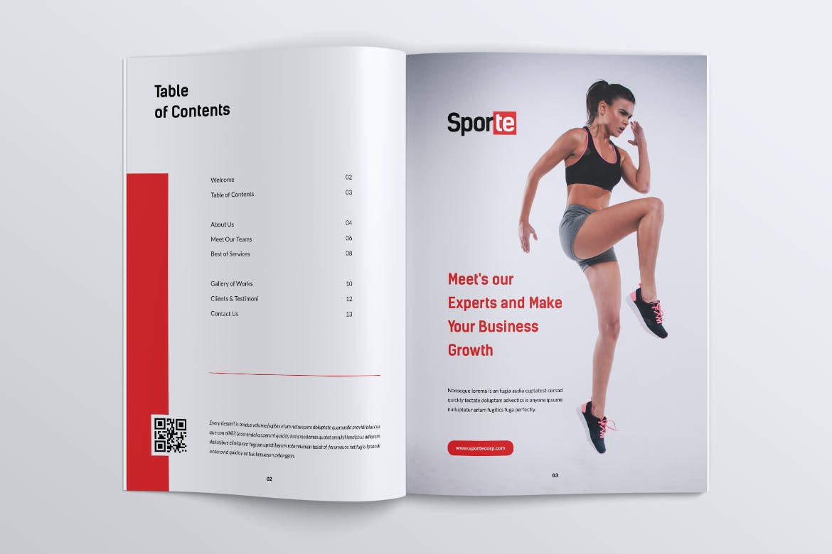 健身体育运动俱乐部宣传画册排版设计模板 SPORTE Sport Fitness & Gym Brochure插图(2)