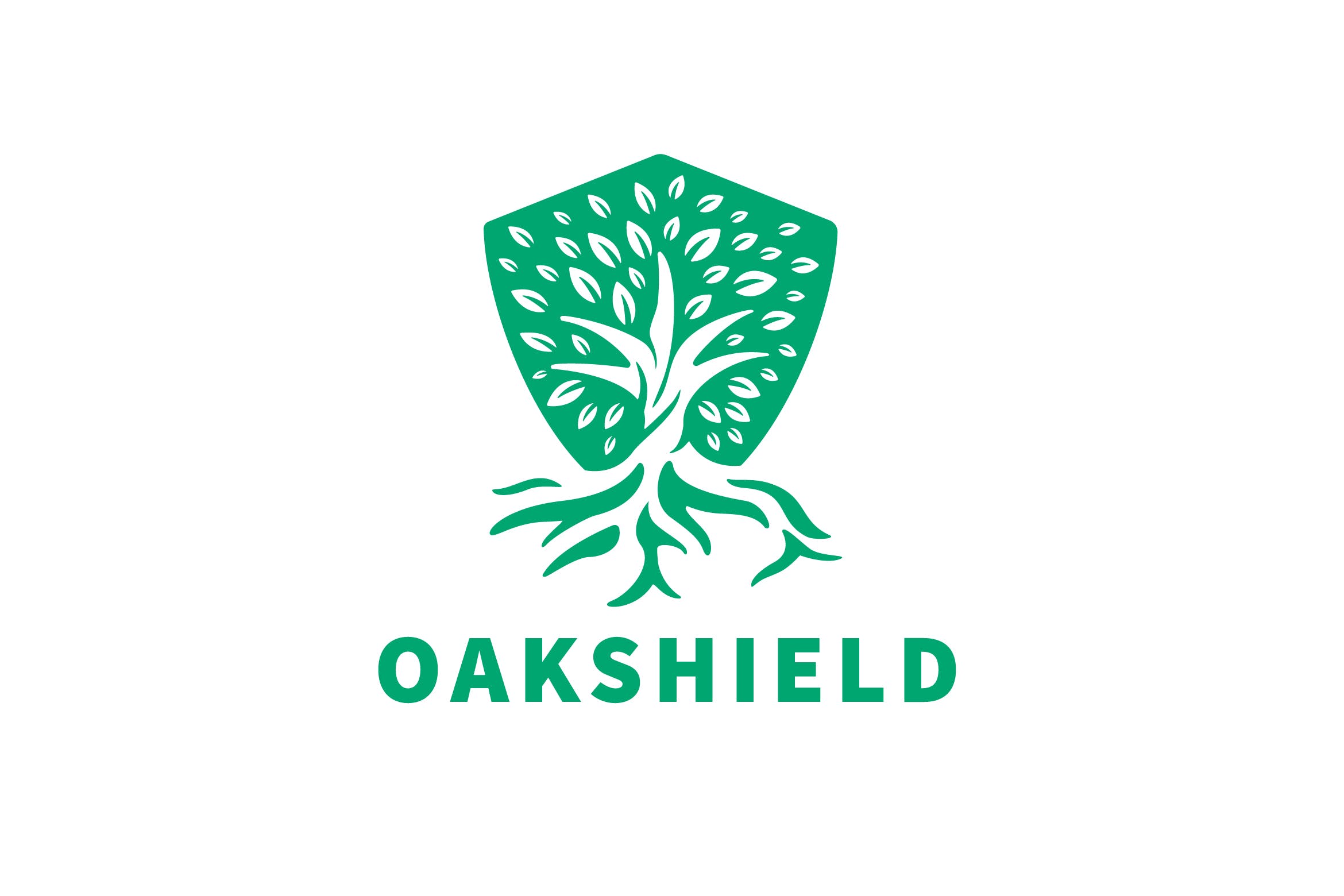 负空间设计风格橡木盾几何图形Logo设计第一素材精选模板 Oak Shield Negative Space Logo插图