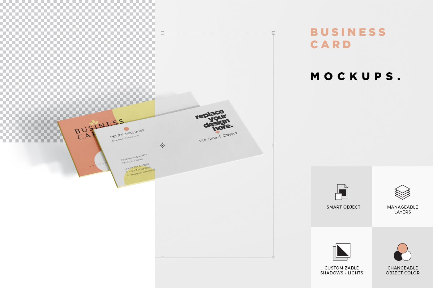 创意企业名片设计阴影效果图蚂蚁素材精选 Business Card Mock-Ups插图(5)