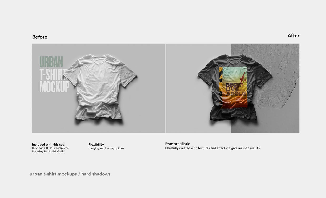 都市风格T恤印花图案设计预览样机蚂蚁素材精选 Urban T-Shirt Mock-Up插图(1)