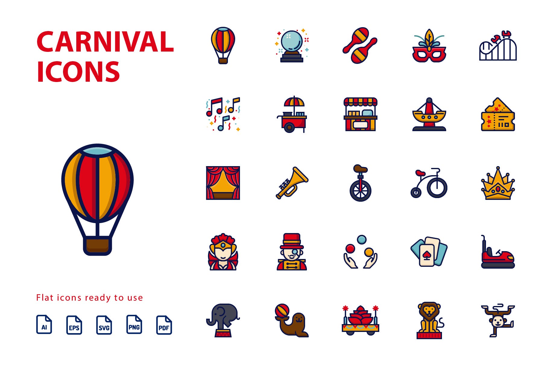 25枚狂欢节填充第一素材精选图标素材 Carnival Filled插图(1)