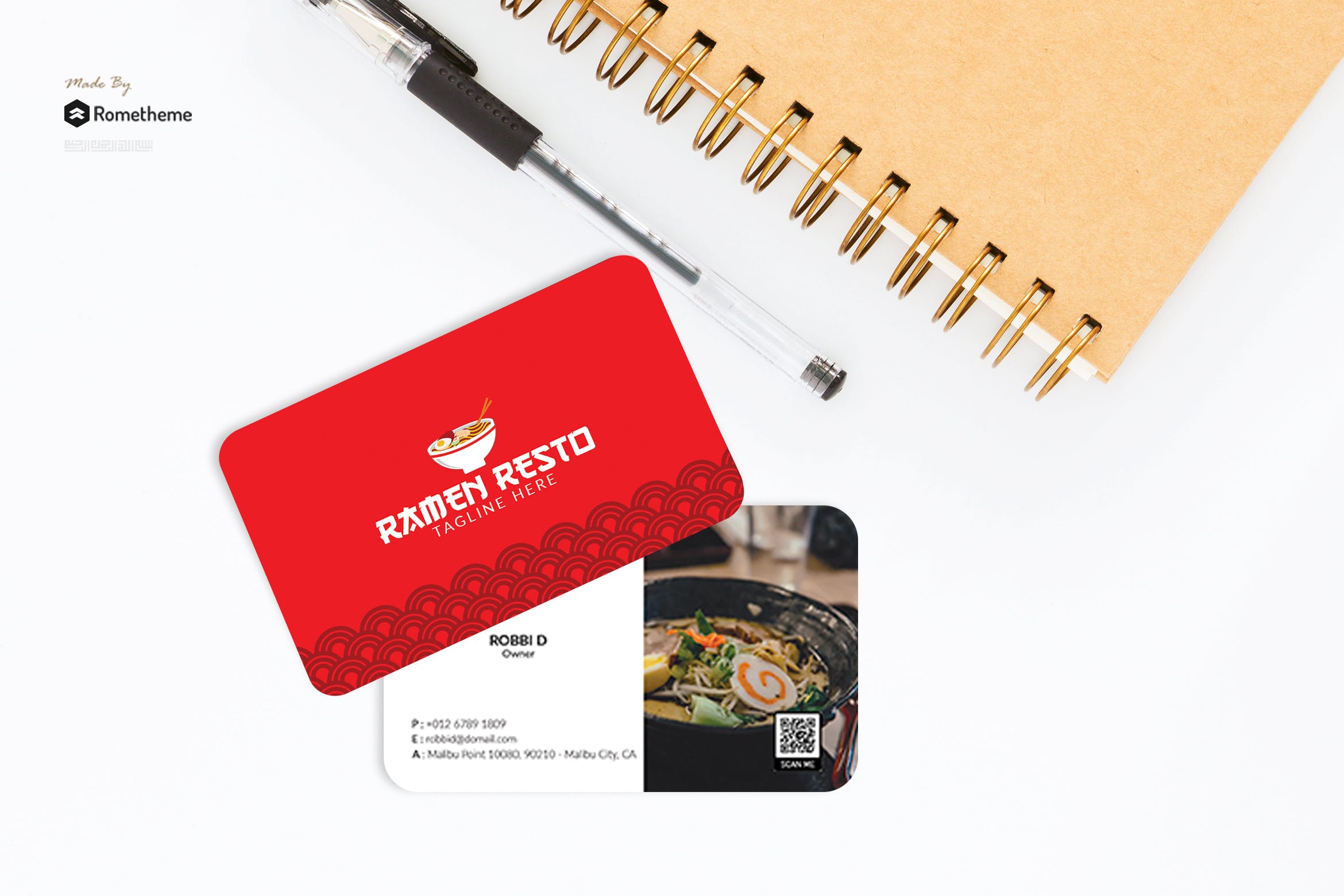 拉面馆拉面品牌企业第一素材精选名片模板 Ramen Resto – Business Card Template RB插图