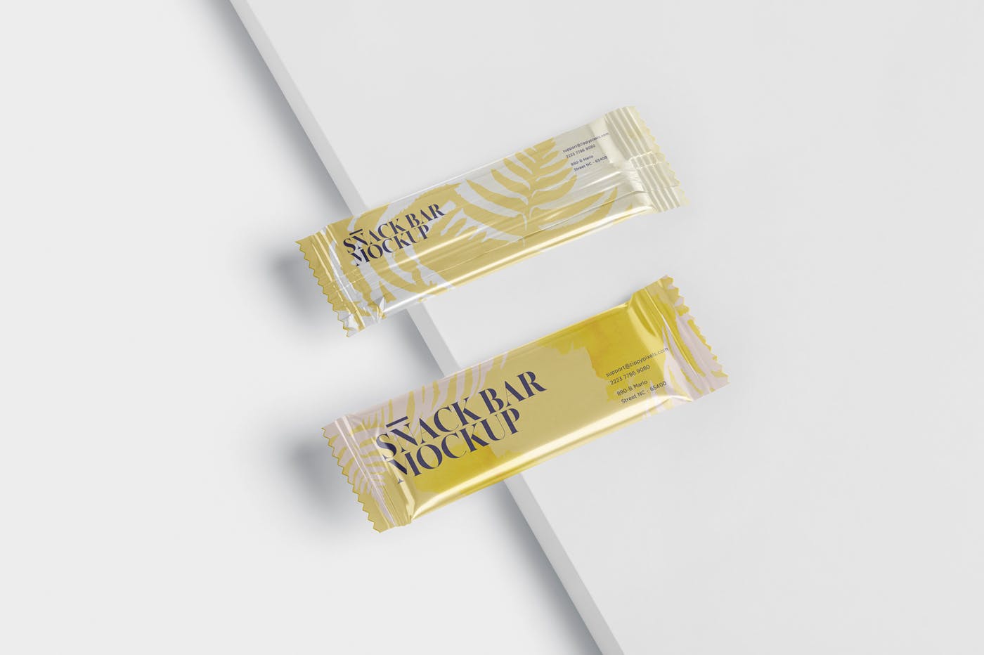 零食糖果包装袋设计效果图第一素材精选 Snack Bar Mockup – Slim Rectangular插图(3)