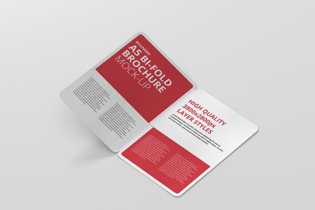 A5尺寸圆角双折页宣传册设计效果图样机蚂蚁素材精选 A5 Bi-Fold Brochure Mock-Up – Round Corner插图(4)