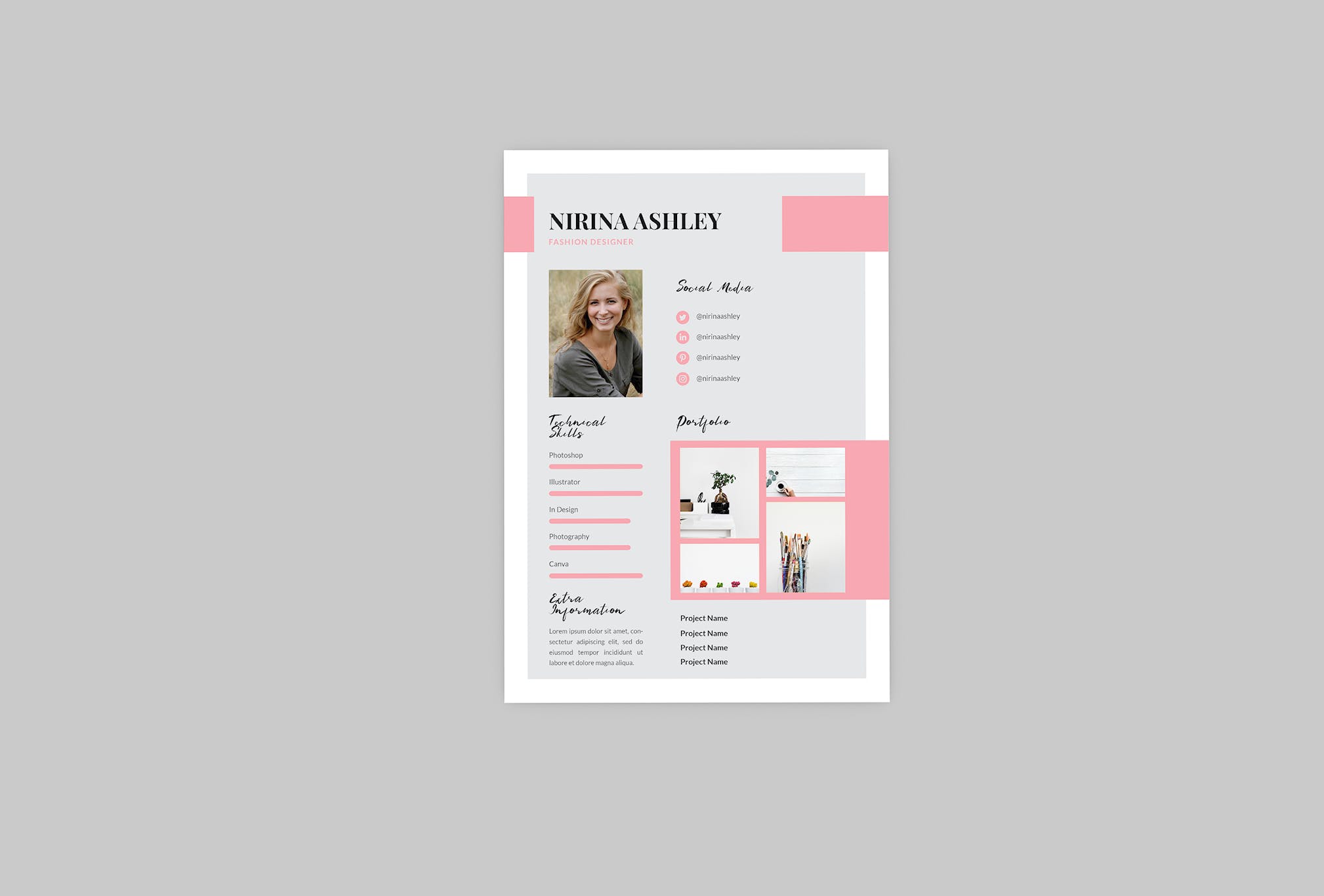 时尚编辑介绍信&蚂蚁素材精选简历模板 Nirina Fashion Resume Designer插图(3)