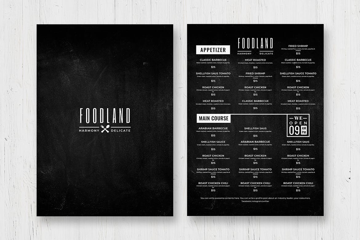 黑板画风格西餐厅第一素材精选菜单模板v46 Blackboard Food Menu. 46插图(2)