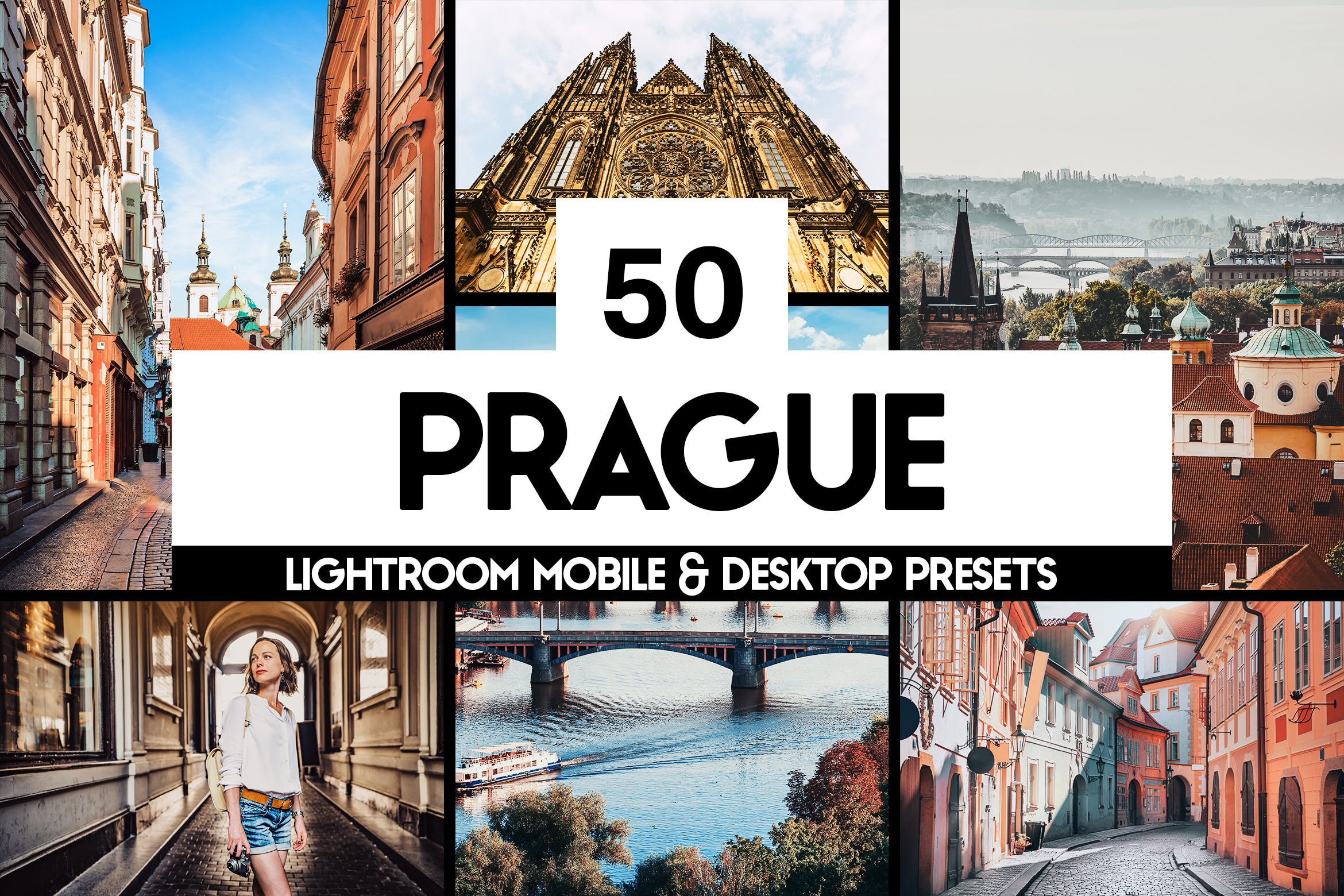 50个布拉格旅行风景摄影LR调色预设 50 Prague Lightroom Presets and LUTs插图