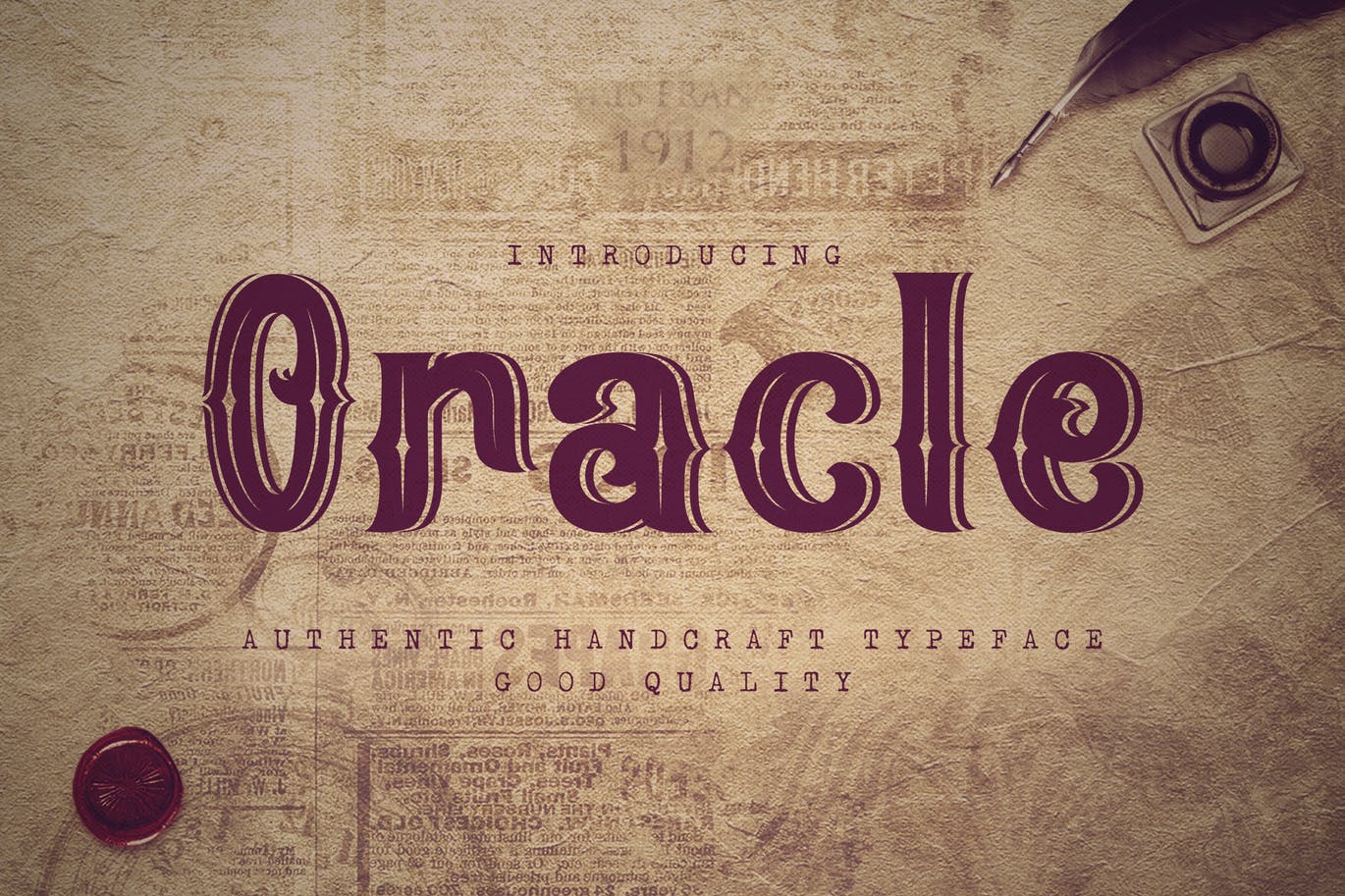复古印刷排版风格英文衬线字体第一素材精选 Oracle – Authentic Vintage Inline Font插图