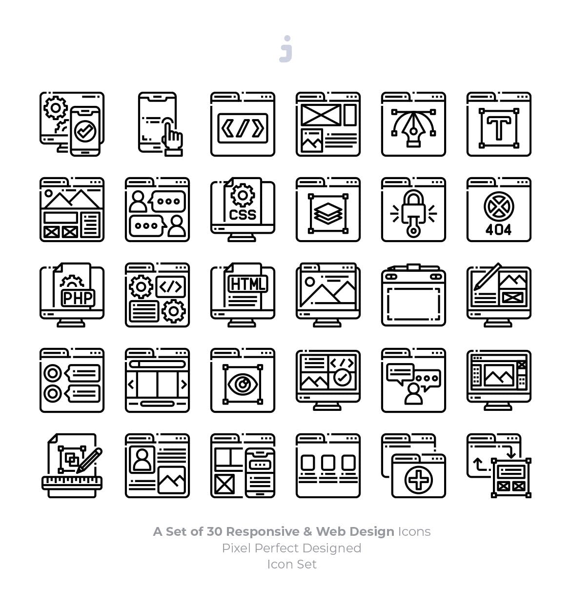 30枚彩色响应式网站设计矢量第一素材精选图标 30 Responsive & Web Design Icons插图(2)