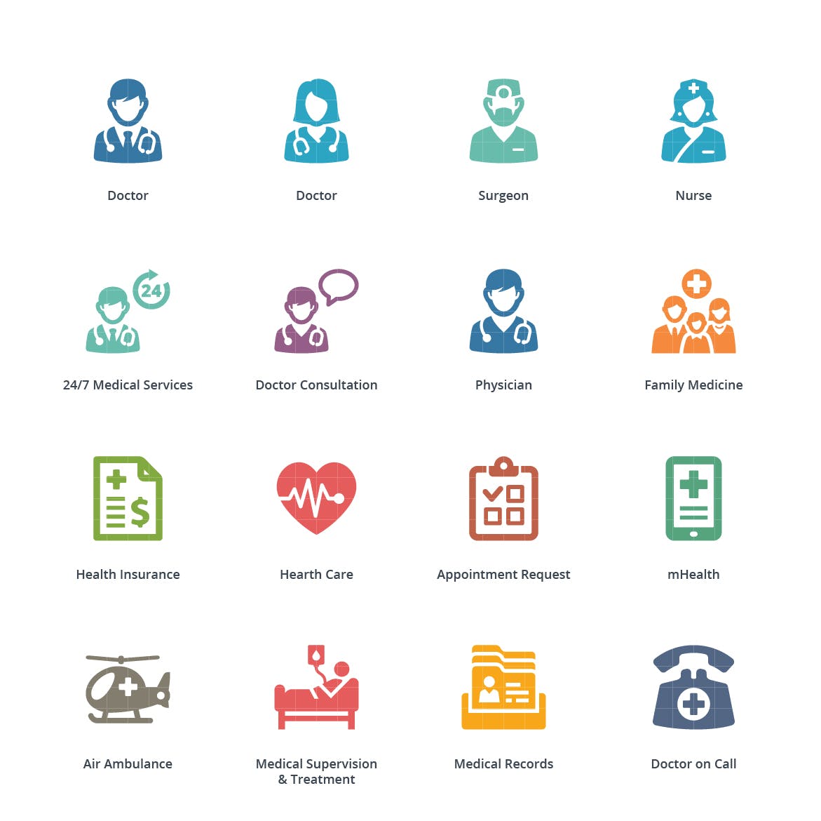 Sympa系列-医疗服务彩色第一素材精选图标集v1 Colored Medical Services Icons Set 1- Sympa Series插图(1)