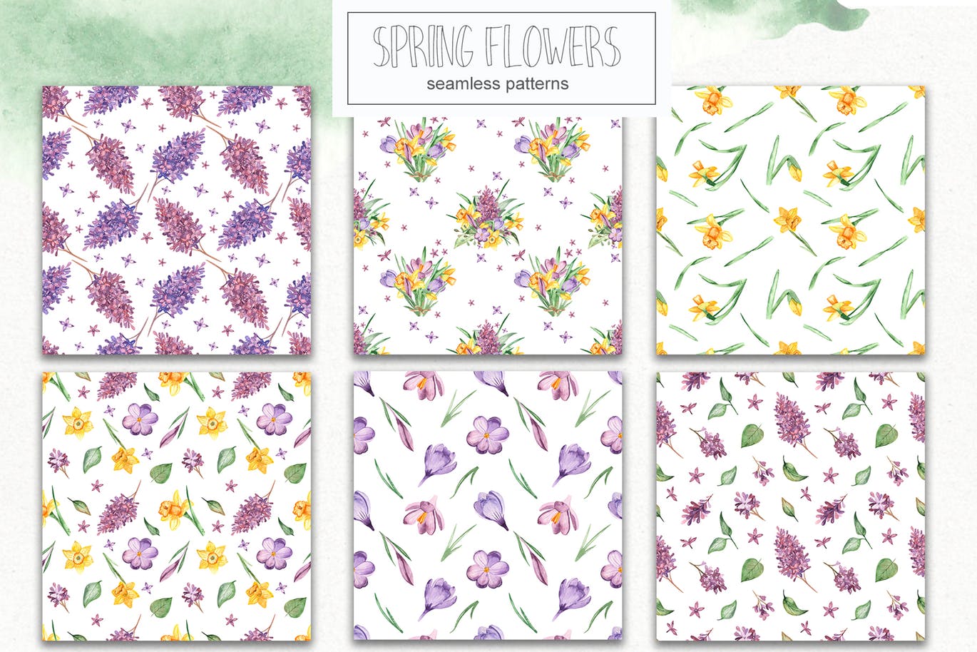 春季花卉水彩素材套装 Watercolor spring flowers collection插图5