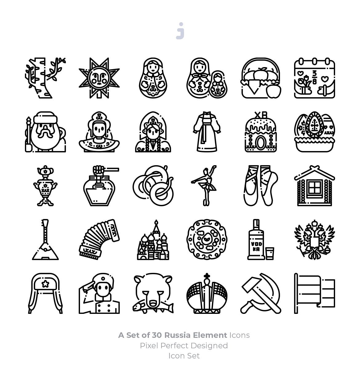 30枚彩色俄罗斯民族元素矢量第一素材精选图标 30 Russia Element Icons插图(2)