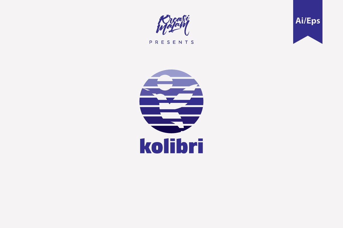 鸟、海洋与太阳元素Logo设计蚂蚁素材精选模板 Kolibri Logo Template插图