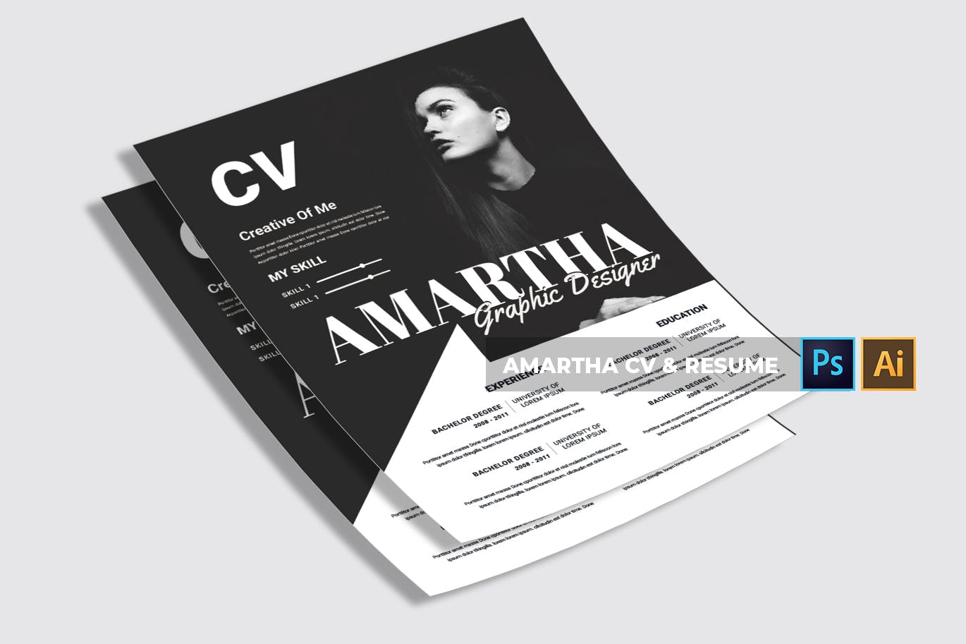 图形设计师/模特/时装设计师个人电子简历模板 Amartha | CV & Resume插图(4)
