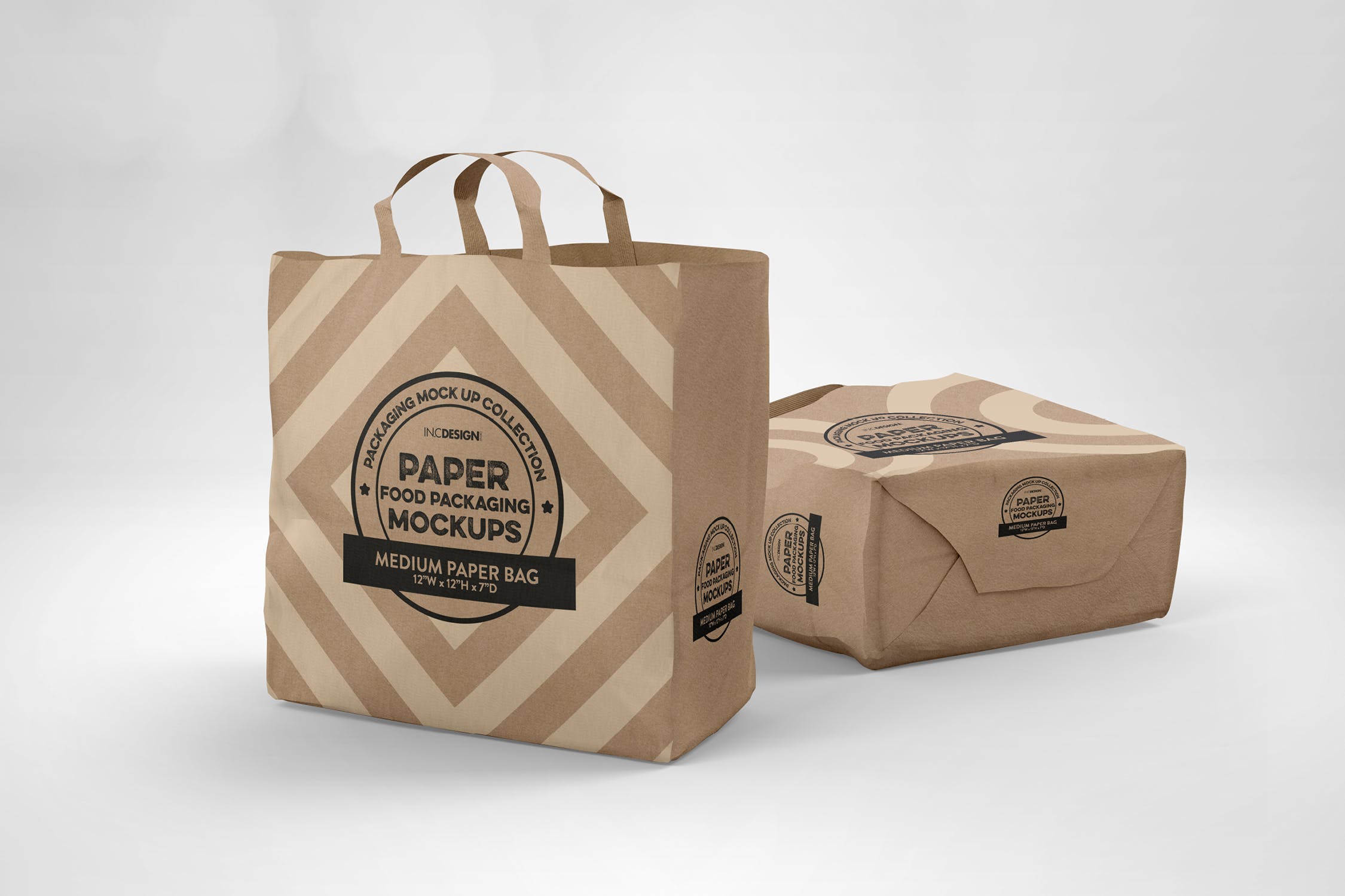 中型纸袋包装设计效果图蚂蚁素材精选 Medium Paper Bags Packaging Mockup插图(2)