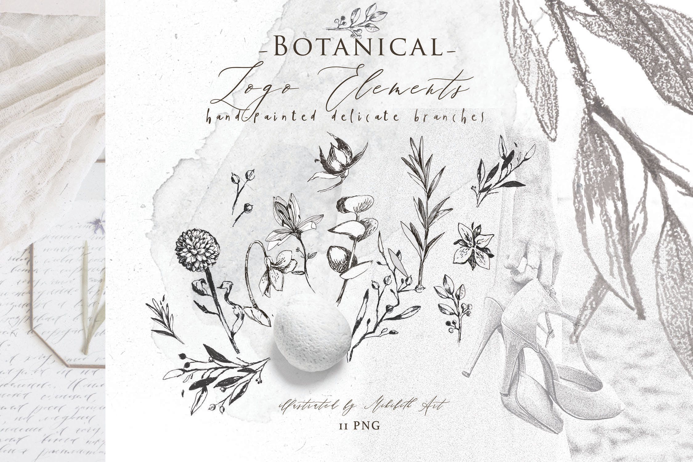 优雅风格植物Logo标志元素设计素材v3 BOTANICAL LOGO ELEMENTS vol.3插图4