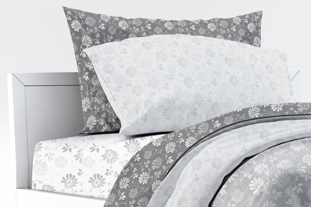 床上用品四件套印花图案设计展示样机蚂蚁素材精选模板 Single Bedding Mock-Up插图(6)