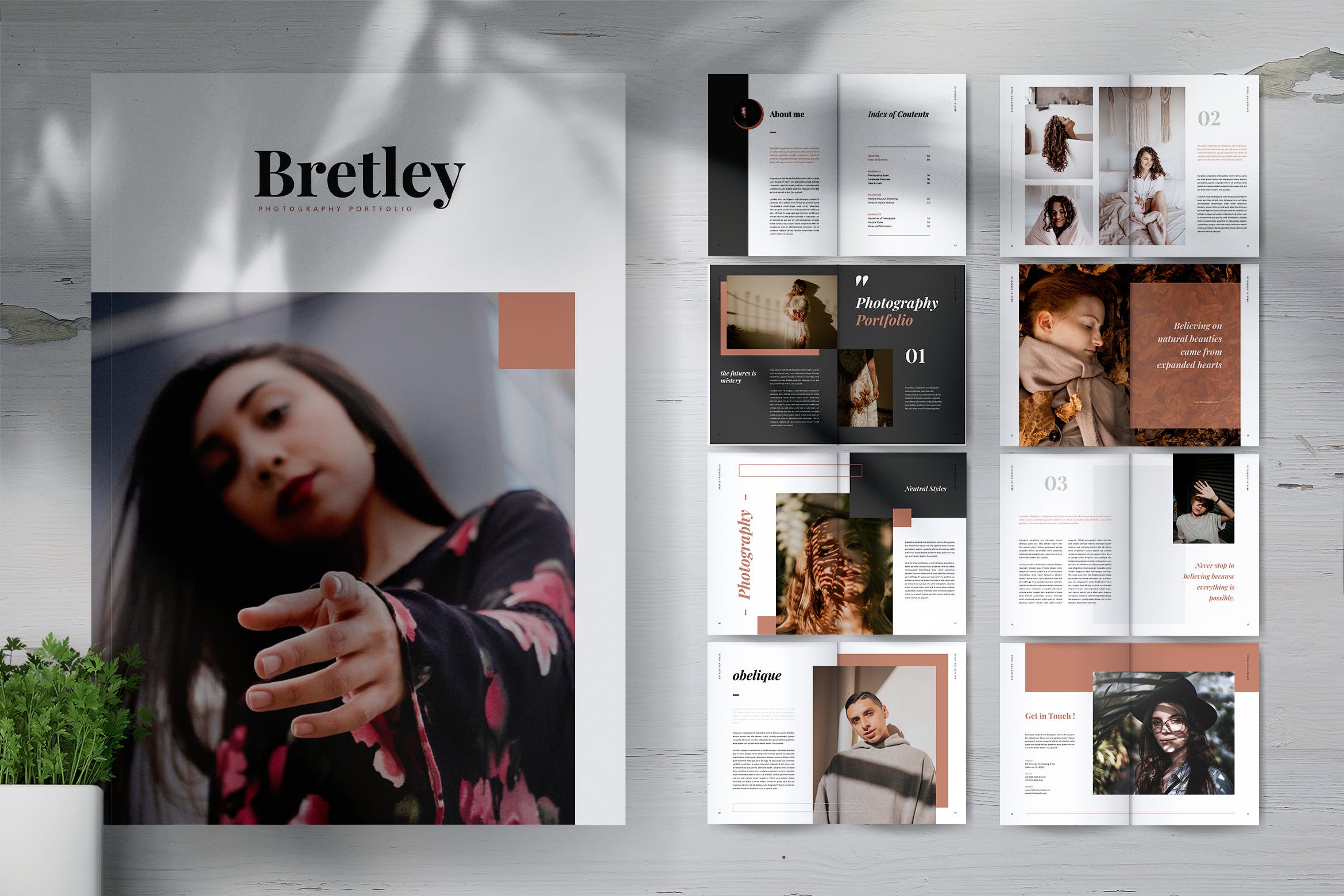 创意摄影作品集/照片画册设计模板 BRETLEY Creative Photography Portfolio Brochures插图