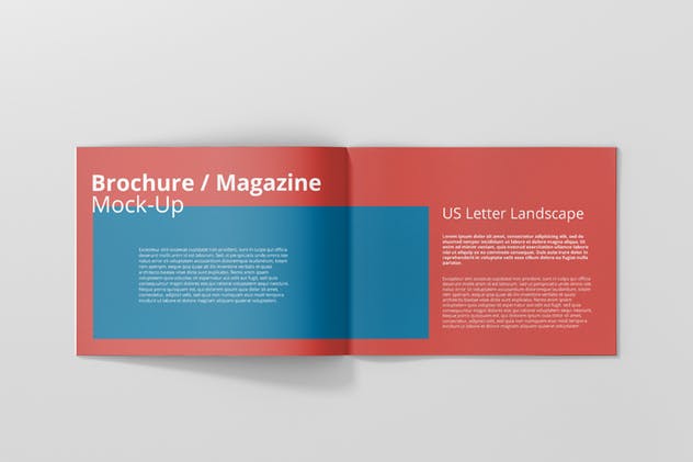 横版企业画册/宣传册/折页传单封面设计图样机第一素材精选 US Letter Landscape Brochure / Magazine Mock-Up插图(8)
