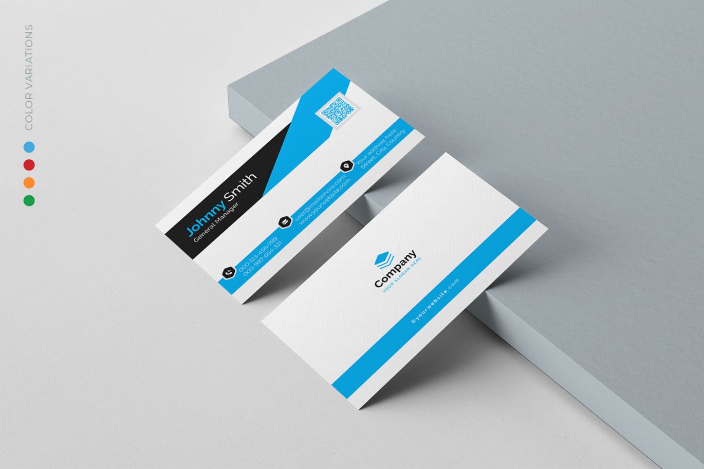 四色标准企业二维码第一素材精选名片模板 Business Card插图