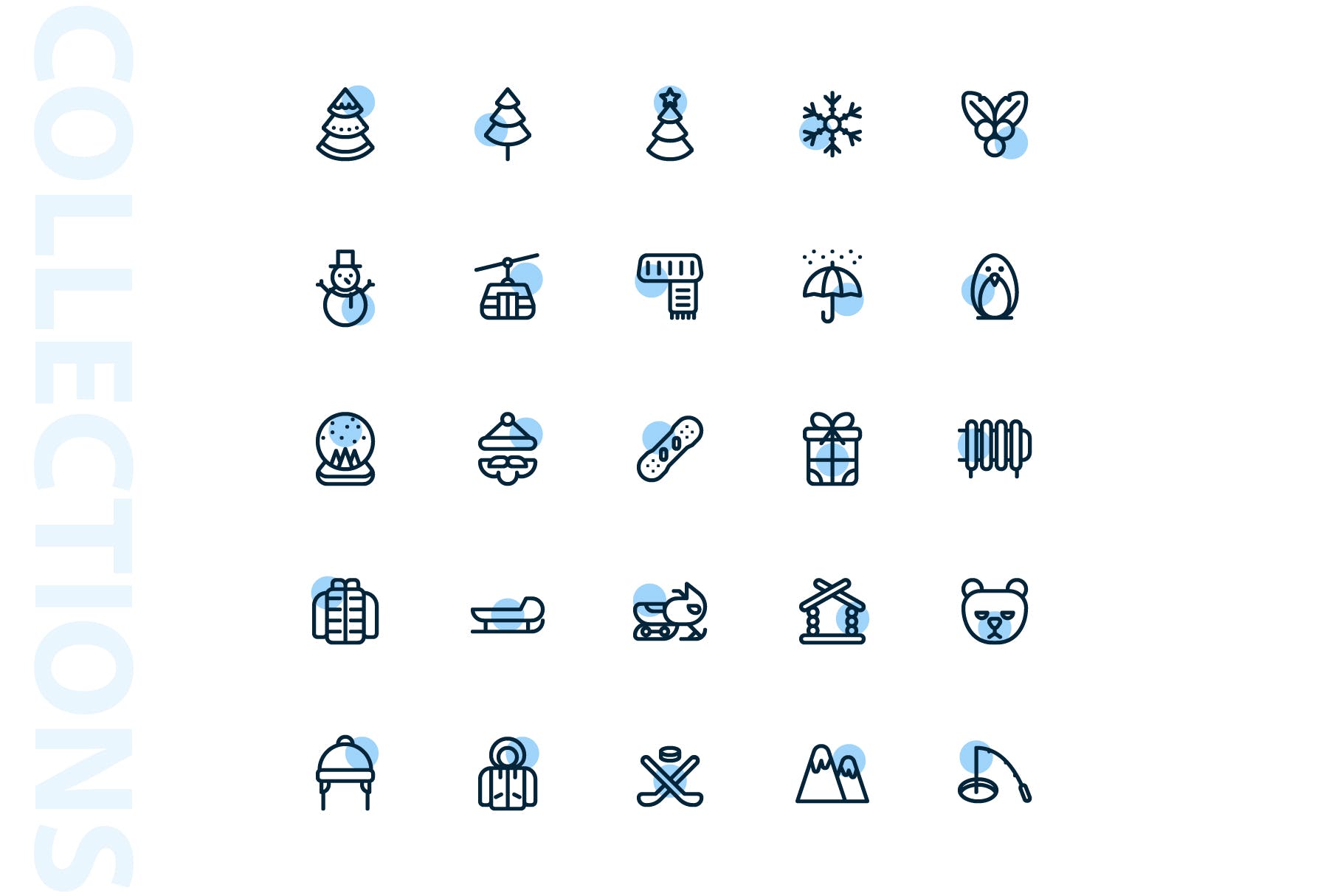 25枚冬天主题矢量阴影蚂蚁素材精选图标v1 Winter Shape Icons插图(3)