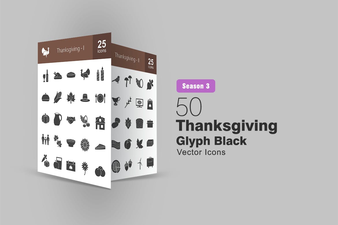 50枚感恩节主题矢量字体第一素材精选图标 50 Thanksgiving Glyph Icons插图