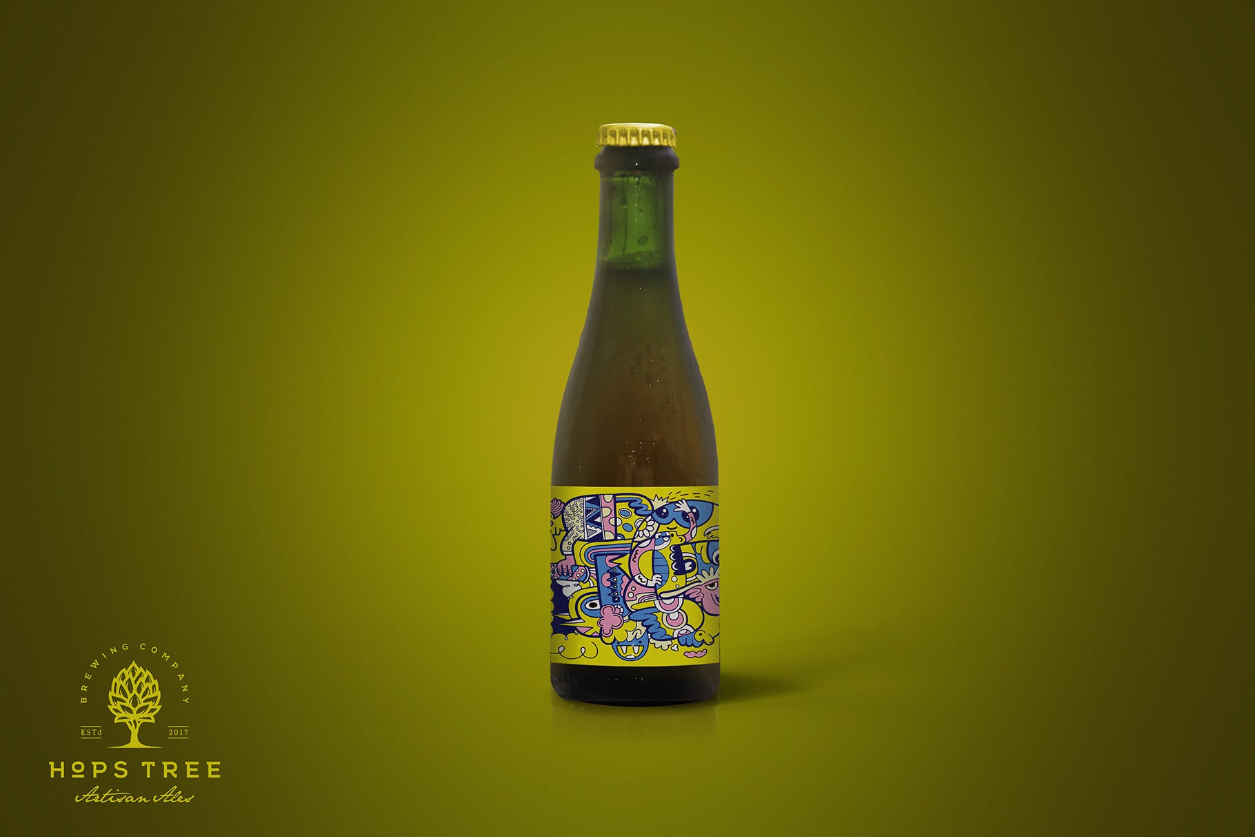 37cl棕褐色啤酒瓶外观设计图第一素材精选模板 Clean 37cl Tan Beer Mockup插图(1)