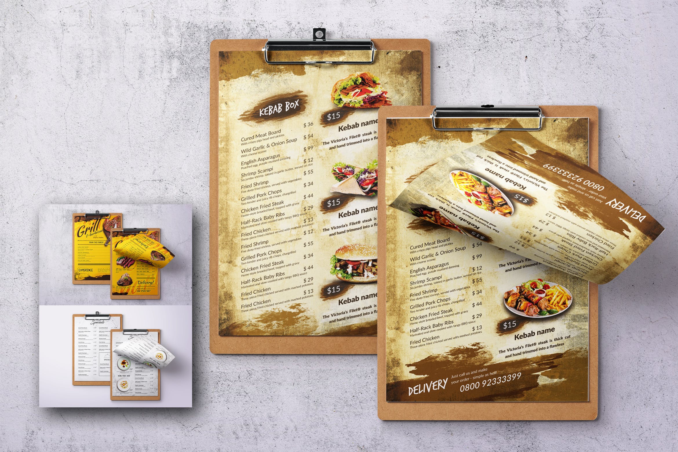 不同国家餐馆单页第一素材精选菜单模板合集 Different Countries Single Page Food Menu Bundle插图