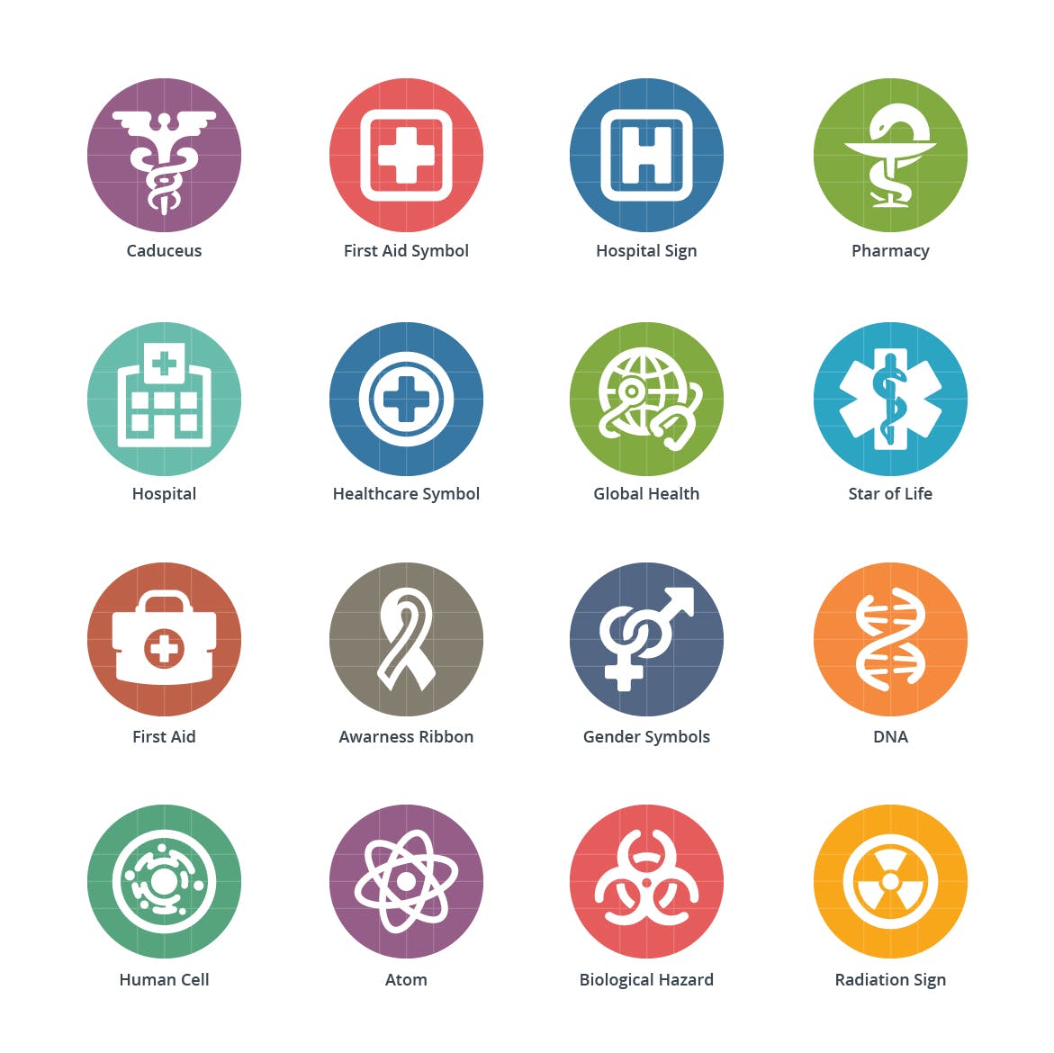 Colored系列-医疗保健主题矢量第一素材精选图标集v1 Medical & Health Care Icons Set 1 – Colored Series插图(2)