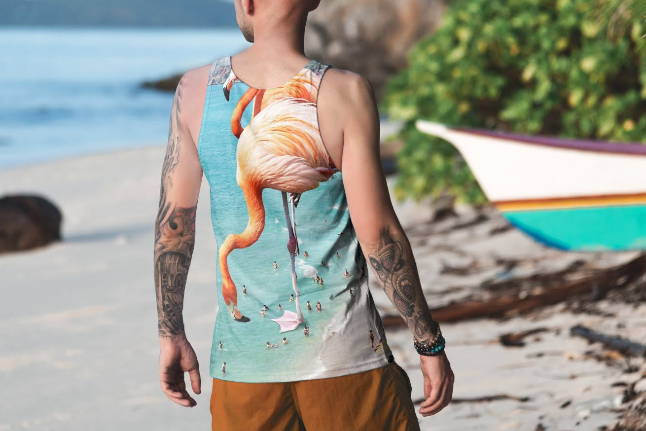 度假系列-热带风情风格服装胸前印花设计展示样机大洋岛精选v5 T-Shirt Mockup Vacation Edition Vol. 5插图1