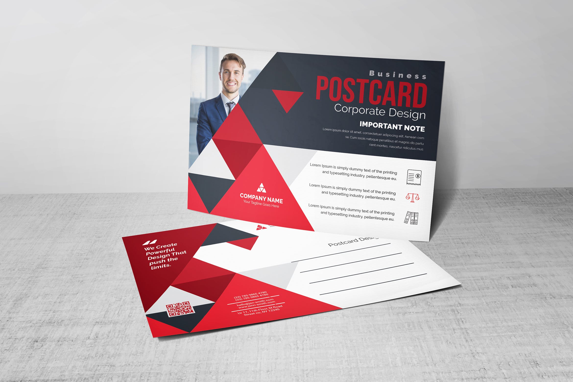 商务风格企业定制明信片设计模板 Postcard插图