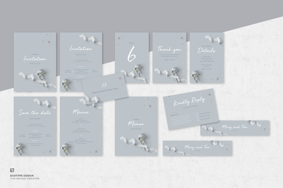 折纸艺术装饰风格婚礼邀请设计套件 Wedding Invitation Suite插图(8)