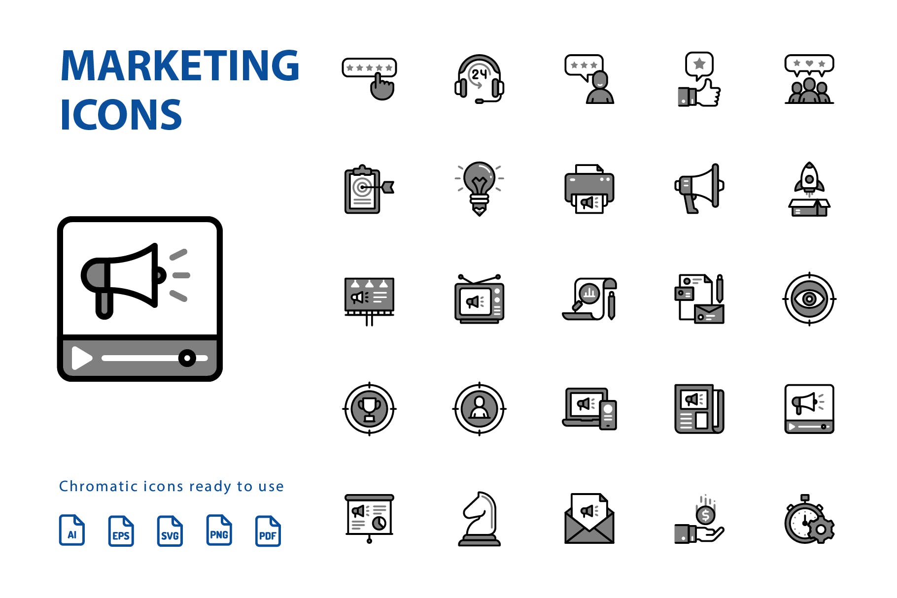 25枚市场营销Chromatic风格矢量蚂蚁素材精选图标 Marketing Chromatic Icons插图(1)
