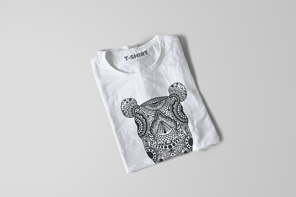 犀牛-曼陀罗花手绘T恤印花图案设计矢量插画蚂蚁素材精选素材 Rhino Mandala T-shirt Design Vector Illustration插图(6)