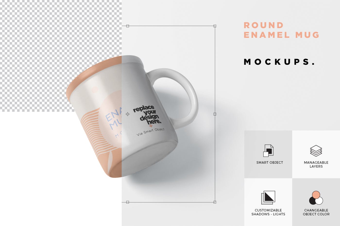 带把手圆形搪瓷杯马克杯图案设计第一素材精选 Round Enamel Mug Mockup With Handle插图(5)