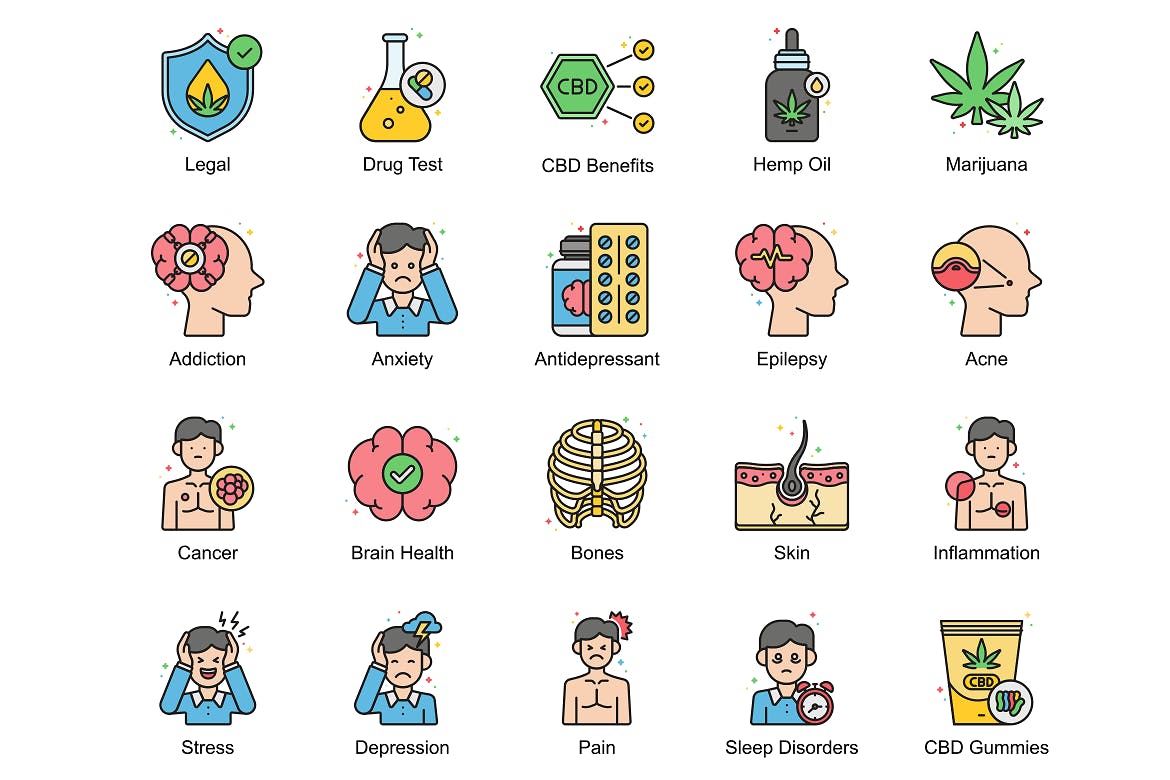 62枚CBD大麻烟油矢量蚂蚁素材精选图标 62 CBD Oil Icons插图(1)