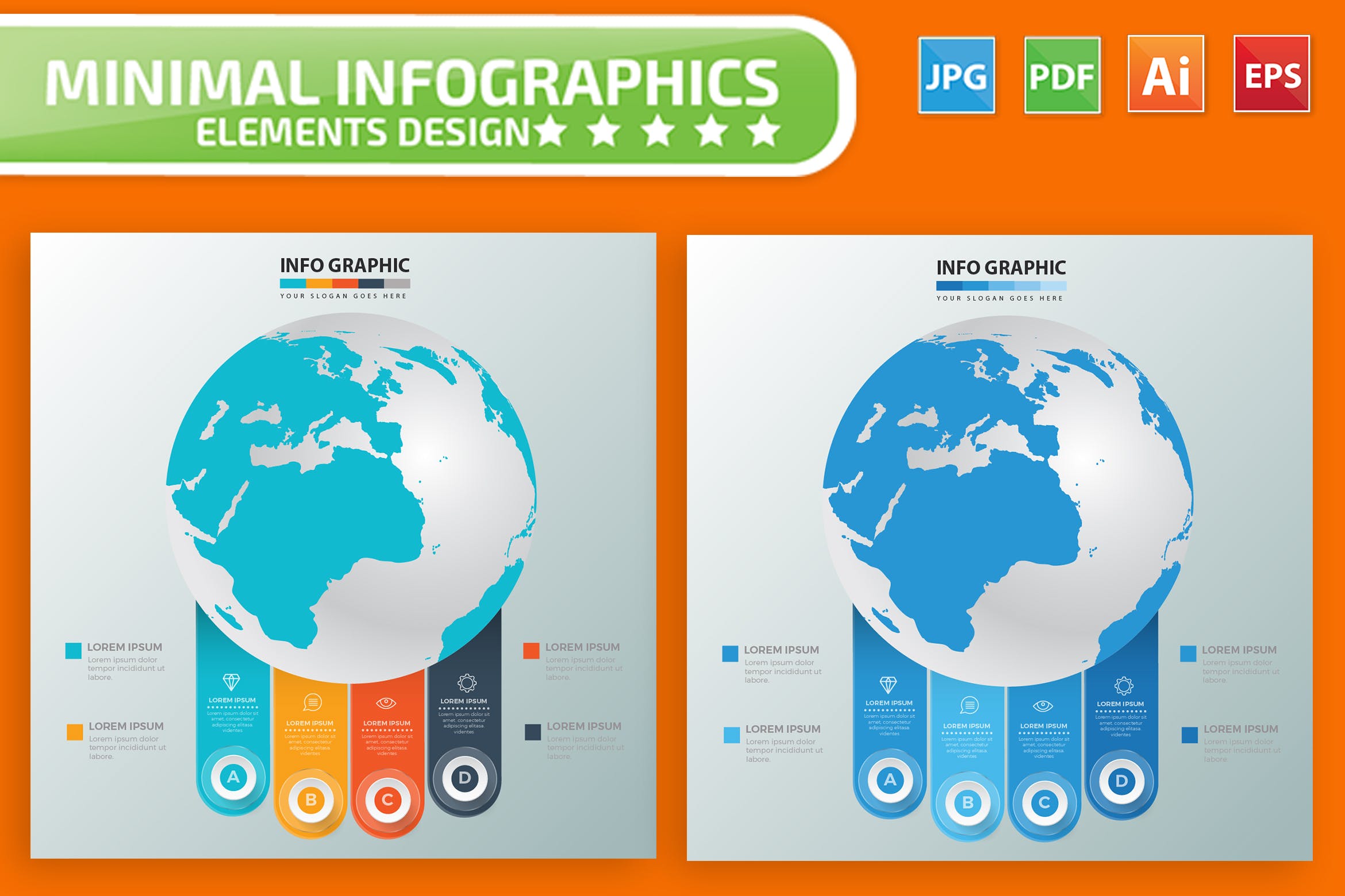 全球数据化信息图表矢量图形大洋岛精选素材 Global Infographic Elements Design插图