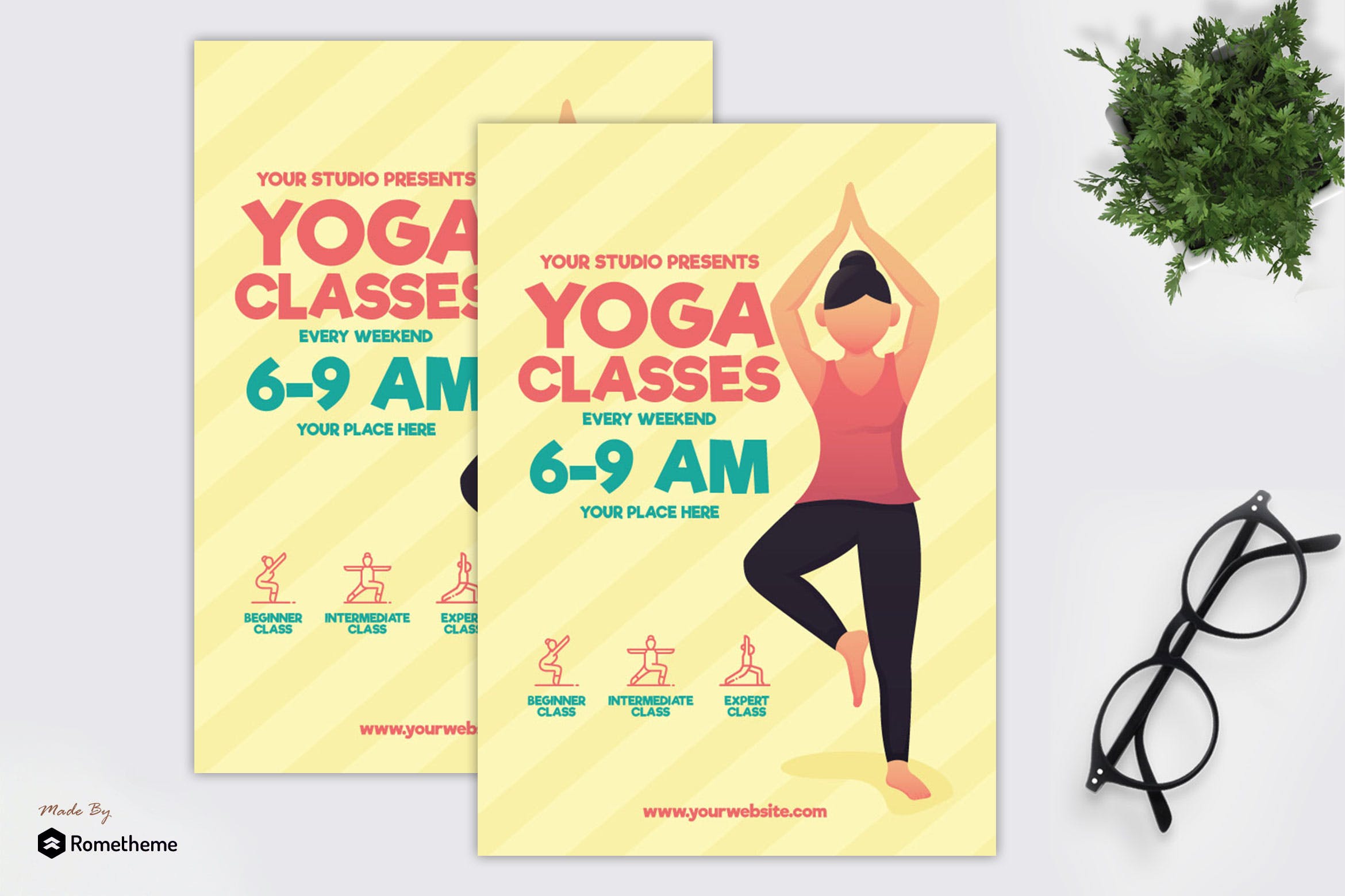 瑜伽培训课程推广宣传单设计模板 Yoga Classes – Flyer GR插图